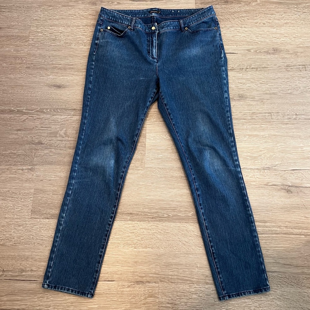 J. MCLAUGHLIN Dark Wash Straight Leg Jeans 14 Classic Stretch Mid Rise Denim - Picture 14 of 15